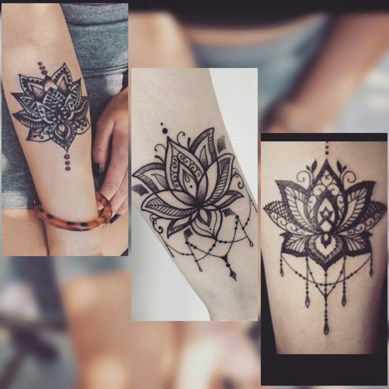 Тату лотос на руке - эскизы и реализованные (65 фото) 57 Модные тату для девушек на руке
